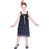 Rabtero Bambini Roaring the 20s Fancy Dress Costume, ragazze Flapper Dress con collana di perle e fascia di piuma, Gangster Flapper Dress per ragazze, nero, grande 8-10