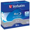 Verbatim - Scatola 5 DVD Blu Ray BD-R SL - Jewel Case - Bianco-Blu - 43715 - 25GB (unità vendita 1 pz.)