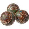 Design Toscano Sfera di piume di pavone Sfere elemento di decoro, poliresina, a colori, 8 cm, Confezione da tre