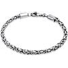 Kuzzoi Braccialetto Buddha in argento per uomo, braccialetto a catena reale fatto a mano (4 mm) in argento sterling 925 ossidato, braccialetto reale massiccio per uomo, peso 16g, 0202332422, 21