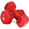 Yes4All YJ9U - Set di 2 manubri esagonali in Neoprene, per Allenamento della Forza, Yoga, pilate, per Donne, Uomini, 5 kg, Set da 2 Pezzi, Colore: Rosso