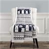 Lush Decor Coperta Sherpa reversibile a righe con lama - 152,4 x 127 cm, blu navy