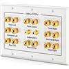 deleyCON Altoparlanti Multimediali Wallbox Scatola di Derivazione a Muro con Spina a Banana Prese per Sistema Audio Surround 7.1 e Subwoofer Home Cinema