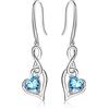 Qings Orecchini Infinito Pietre Portafortuna Donna - Qings Argento Sterling 925 Marzo Acquamarina Birthstone Infinity Simbolo con Cuore Zirconi Pendente Natale Regalo di Compleanno per Ragazze Mamma