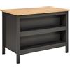 Inter Link - Isola per cucina - Isola centrale - Piano di lavoro - Mobile cucina con ripiani - Melaminico - Lunghezza 124 cm - Altezza 82 cm - Profondità 75 cm - Nellina - Antracite/Rovere Artisan