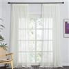 PONY DANCE Tenda in voile beige per decorazione salotto moderna per casa camera da letto in lino effetto arricciato romantico, 140 x 245 cm (larghezza x altezza), confezione da 2, beige puro