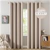 MIULEE Tende oscuranti con occhielli, effetto lino, set da 2 pezzi, 260 x 140 cm, beige, opache, con occhielli, protezione dal freddo, per soggiorno, camera da letto, isolamento termico