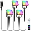 NATPOW Illuminazione da giardino a LED, RGB, faretto da giardino con picchetto con app Bluetooth, 16 milioni di colori, 12 modalità, IP65, impermeabile, timer, decorazione da giardino per giardino