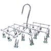 Qinglele Acciaio Inox Pieghevole Stendini con Mollette di Calzini Intimo Vestiti,Rimuovere Rapidamente i Vestiti dai Ganci,verde