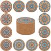 STARUBY 12 Pezzi di Sottobicchieri in Sughero, Sottobicchieri per Bevande, per Tavolino del Caffè, Assorbenti per Bevande, Decorazione per Cucina e Sala da Pranzo, Rotondi di 10cm multicolore