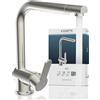 SCHÜTTE 79826 RIO Rubinetto girevole a 360° per cucina, miscelatore per lavello con bocca alta per cucina, miscelatore monocomando per lavello doppio per lavello, rubinetto in look acciaio inox