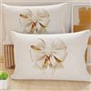 PETTI Artigiani Italiani - Coppia di Federe Cuscino 50x80 cm in Microfibra, Cuscini Arredo Camera da Letto, Divano, Salotto, Set 2 Fodere Copricuscino, Federa Fiocco Beige, 100% Made in Italy