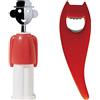 Alessi Alessandro M Aam23 R Cavatappi Di Design In Zama Cromata E Resina Termoplastica, Rosso & Abc01 R Diabolix Apribottiglie In Pa, Rosso