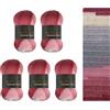 Wollbiene Summer Touch Batik, 5 gomitoli di lana da 100 g, multicolore con gradiente, 500 g di lana mercerizzata in microfibra acrilica (506 blu-grigio rosa)
