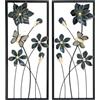 Deco 79 Metal Floral Home Wall Decor Wall Sculpture with Black Frames and Butterfly Accents, Set of 2 Wall Art 12 W, 28 H, Teal