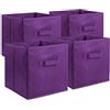 DII Contenitore portaoggetti pieghevole in tessuto non tessuto, cubo, grande, 11 x 11 x 11 cm, melanzane, 4 pezzi