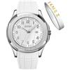 SKMEI Orologio da uomo in silicone, facile da leggere, impermeabile, sportivo, casual, alla moda, analogico, al quarzo, luminoso, regalo per padri, nero, G9286bianco, Moda