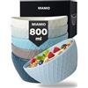 MIAMIO - 6 x 800 ml - Set di ciotole/ciotole per cereali - ciotole moderne opache - Set di ciotole grandi - Collezione Palmanova (Blu)