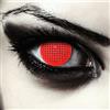 DESIGNLENSES, Lenti a contatto colorate rosse per costume di Halloween da vampiro, senza gradazione, 1 paio (2 pezzi), lentes motivo a griglia bianca + custodia per lenti Red Screen