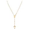 Miabella Catena con collana a Y con croce di rosario italiano in argento sterling su oro 18 carati da donna, 20 pollici