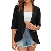 HANERDUN Coprispalle Donna Elegante Cerimonia Bolero Cardigan Manica 3/4 Giacca Corta Occhiello Aperta Shrug Estivo Primavera Autunno