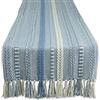 DII Runner da tavola in cotone, blu slavato, 15 x 108 (15 x 113, frange incluse)