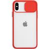 Mixroom - Cover Custodia per Apple iPhone XS Max Protezione Fotocamera con finestrino Scorrevole in Silicone TPU Semi Trasparente Rosso
