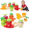 MOONTOY Giochi Montessori 1 Anno, Vasi per Piante da 18 Pezzi e Set di Puzzle, Contare, Abbinare, Ordinare i Colori e Impilare i Giocattoli Giochini Regalo Bambino e Bambina 12 Mesi 1 2 3 Anno