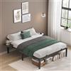 VASAGLE Struttura Letto Matrimoniale, Telaio Letto in Metallo con Ripiani Portaoggetti, per Materassi da 160 x 200 cm, Montaggio Facile, Nero Classico RMB095B01