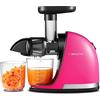 AMZCHEF Spremiagrumi lento, AMZCHEF - Spremiagrumi a masticare lento con funzione inversa, ad alte prestazioni di succo, facile da pulire con spazzola per polvere, rosso rosa (aggiornato).