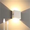 Lightess Lampada da Parete LED Interno Applique Batteria Ricaricabile Dimmerabile, 3000K Lampade da Parete Ricaricabile Bianco Caldo in Alluminio per Soggiorno, Camera da Letto，Corridoio (Bianco)