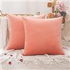 MIULEE Copricuscini 2 Pezzi Federe in Velluto Decorativi Fodere Quadrate per Cuscino per Divano Camera da Letto Casa Soggiorno Salotto Sedia 45X45cm Rosso Corallo