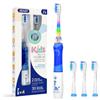 Seago Spazzolino Elettrico Bambini 3-12 Anni Spazzolino Bambini Spazzolini Elettrici Con 4 Testine Spazzolino Elettrico Luce LED Colorata e Osservante 4 Modalità Timer Intelligente SG-977, Blu
