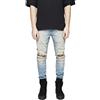 Minetom Uomo Slim Fit Denim Jeans di Base Casuale Moda Pantaloni Destroyed Denim Cerniera Pantalone con Tasche Giallo Small