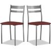 ASTIMESA SCRFBU Due sedie da Cucina, Metallo Finta Pelle Alluminio, Bordeaux, Altura de asiento 45 CMS