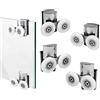 KAFENDA Guide per porta della doccia in lega di zinco, 23 mm, 2 ruote per porta della doccia, 2 top, 2 inferiori, 4 pezzi