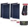 Kit Fotovoltaico 3 KW Pwm Inverter 4000W 4Pannello Solare 400W regolatore 50 amp