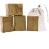 TUMELO Sapone di Aleppo Originale 4 x 200g (800g) 90% Olio d'Oliva 10% Olio di Alloro + Sacchetto di sapone - Sapone all'Olio d'Oliva fatto a mano - Sapone naturale - Sapone solido per capelli