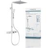 SCHÜTTE Sistema doccia SCHÜTTE OCEAN con termostato e mensola in vetro - Set doccia con soffione 30x30cm, doccia a pioggia con supporto a parete e soffione - Pannello doccia Colonna doccia in cromo/bianco