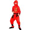W WIDMANN MILANO Party Fashion - Costume bambino Drago Rosso Ninja, guerriero, samurai, costumi in maschera
