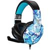 Mr Cartridge Cuffie Gaming Techmade TM-FL1-CAMBLU Blu Camo PC/Console + Microfono