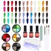 comozon 24 Colori Gel Unghie Solido, Kit Smalto per Unghie 4 in 1 con Lampada UV LED e Pennelli, comozon Non Scorre Semipermanente Unghie Nero, Verde, Bianco, Rosso, Blu, Nudo, Smalto Semipermanente