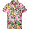 King Kameha Camicia hawaiana classica moderna da uomo con tasca frontale casual Aloha-Shirts, Design fiori di ananas-rosa chiaro, 6XL