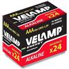 VELAMP - 24 Batterie AAA 1,5V, Pile AAA Alcaline, Pile Ministilo Monouso per Controller, Giocattoli, Torce, Telecomandi, Dispositivi Elettronici di Uso Quotidiano - Confezione da 24