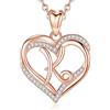 INFUSEU Collana con Ciondolo Iniziale da Donna Lettera K Gioielli con Cuore Regali di Compleanno Romantici in Oro Rosa per Moglie Madre Fidanzata Sorella, Catena da 20 Pollici