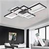 Qiaomao Plafoniera a LED Soggiorno Dimmerabile Nero 110cm, Moderno Lampadario Soggiorno da Salotto con Telecomando, Lampada da Soffitto Cucina Acrilica Sala Pranzo Ufficio Scala Ufficio Lampadari