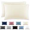 REDKEY Coppia di Federe 50 x 80 cm, Set di 2 Tessuti per Cuscino Letto, con Cerniera Nascosta, 100% Microfibra è morbida e traspirante， Crema