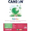 Canson Colorline- Blocco collato lato corto di 25 fogli A4, 150 g/m², colori crema,verde,verde vivo,cuoio,cioccolato assortiti