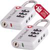 OW-Travel Lucchetto Combinazione Aprire Alert Indicatore TSA per Valigie e Bagagli. Lucchetto con Combinazione per Armadietto Palestra. Serratura a Combinazione Argento 2 Pezzi