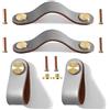 Yuaaoh Maniglie in Pelle per Mobili 4 Pezzi Pomelli per Mobili di Cuoio Maniglie per Cassettiera in Pelle Maniglie per Armadio in Pelle Maniglie Cuoio per Armadietti Cassetti Comodino 13,8cm Grigio